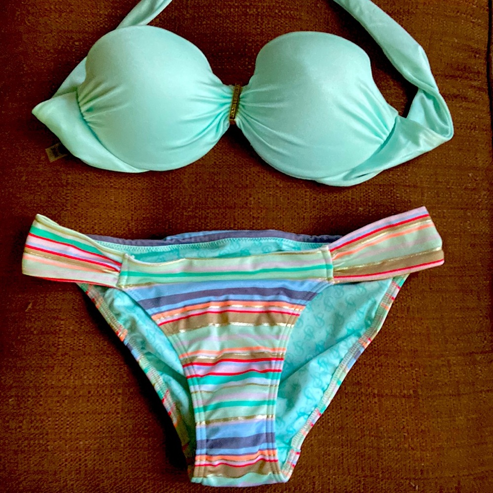 Victoria's Secret striped bandeau padded bikini - Picture 2 of 7